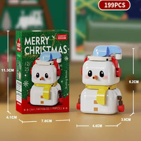 Micro briques de construction, ornement décoratif pour la maison, cadeau pour enfants, ensemble de modèles mignons Père Noël et bonhomme de neige, puzzle de bureau de Noël