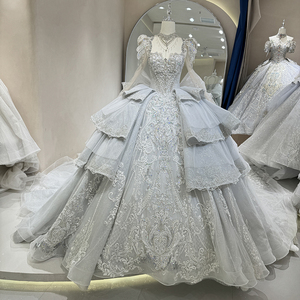 Jancember DW0042 vestidos de mujer de boda hinchados de cristal tradicional con tren largo - Product Image 1