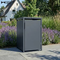 Poubelle extérieure en aluminium à toit ouvert avec écran de confidentialité, bac de rangement pour déchets, résistant à la corrosion pour usage en jardin