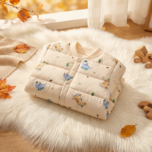 Manteau d'hiver rembourré unisexe pour tout-petits, veste pour bébé avec imprimé dinosaure mignon, vêtements d'extérieur chauds à manches longues pour l'automne et l'hiver - Product Image 1