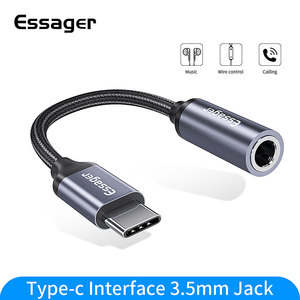 Câble adaptateur Essager 2021 E01 Type C vers prise jack 3,5 mm AUX pour <span class=keywords><strong>Huawei</strong></span> P30 <span class=keywords><strong>P20</strong></span> Pro Xiaomi Mi USB C vers convertisseur audio pour écouteurs 3,5 mm - Product Image 2
