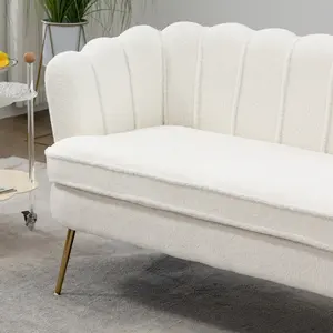 Modern Boucle Loveseat Small Sofa Two-Seater Sofa With Gold Metal Legs For Small Space Office Studio Apartment Bedroom