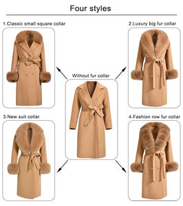 <span class=keywords><strong>Cappotto</strong></span> Lungo Invernale da <span class=keywords><strong>Donna</strong></span> in Lana e <span class=keywords><strong>Cashmere</strong></span> Taglio Slim, Design Europeo con Cintura e Collo in Vera Pelliccia di Volpe della Mongolia Cucito a Mano - Product Image 4