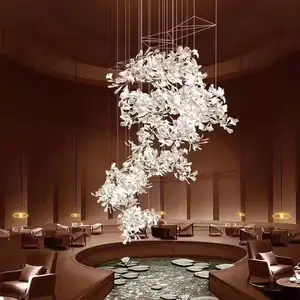 AOSIHUA Modern Simple Ceramic Ginkgo Leaf Restaurant Lamp Postmodern Designer Sales Department Hotel Branch Art Chandelier