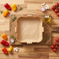 Papier sulfurisé carré jetable pour friteuse à air, double face, résistant à la graisse et aux fuites, résistant aux hautes températures, service d'emballage OEM
