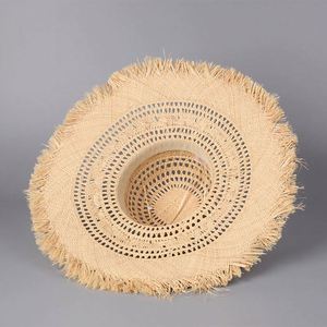 2025 New Korean Style Women Sombrero Hat Hollow Raffia Straw Hat Wide Brim Casual Seaside Beach <b>Sunscreen</b> Floppy Hat - Product Image 4