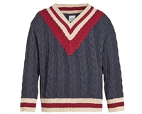 Pull de cricket en tricot pour homme, couleur unie, col en V, 100% coton, anti-boulochage, séchage rapide, anti-plis, décoration vintage