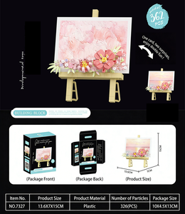 Set di Costruzioni Artistico con Cavalletto Floreale Cielo Blu |   Kit di Mattoncini per Pittura Floreale 3D |   Decorazioni e Regali Kawaii per la Casa - Product Image 3