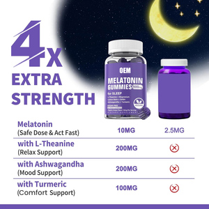 Gomitas de Melatonina 10mg, Suplemento para Dormir con L-Teanina, Ashwagandha, Cúrcuma, Magnesio, Balsamo de Limón, GABA, Vitamina D3 - Product Image 5