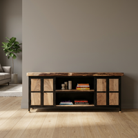 Console industrielle en bois massif, meuble de rangement, meuble TV, mobilier de salon moderne