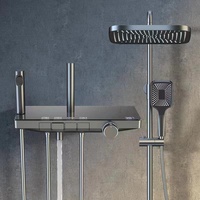 Ensemble de douche thermostatique intelligent à affichage numérique LED, avec étagère de rangement, pour salle de bain, vente en gros, personnalisable OEM/ODM