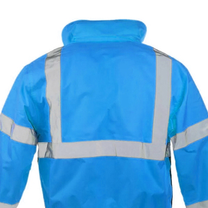 High Visibility Safety Jacket with Reflective Strips <b>Waterproof</b> Heavy Duty <b>Work</b> Jacket - Product Image 6