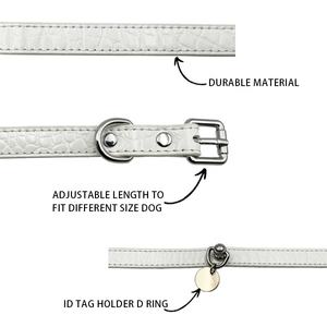 Accesorios para gatos, collar de <span class=keywords><strong>perro</strong></span> de cuero duradero vegano PU con diseño de cocodrilo para gatos y perros con etiqueta de nombre de Metal - Product Image 3