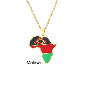 Collier unisexe tendance en acier inoxydable avec pendentif <span class=keywords><strong>carte</strong></span> d'<span class=keywords><strong>Afrique</strong></span> et drapeau, chaîne maillons sportifs, motif goutte d'huile, pour le marché international - Product Image 6