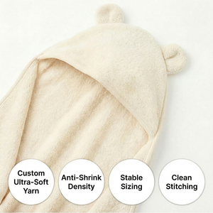 <span class=keywords><strong>Accappatoio</strong></span> con Cappuccio per Neonati in <span class=keywords><strong>Cotone</strong></span> Organico 400GSM, Super Morbido e Assorbente, Design con Orecchie di Animale, Produzione di Fabbrica - Product Image 3