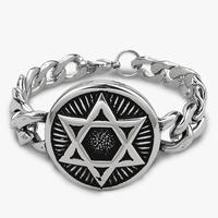 Bracelet unisexe vintage en acier inoxydable électroplaqué avec étoile à six branches et crâne, idéal pour cadeau, accessoires de bijoux pour le commerce international
