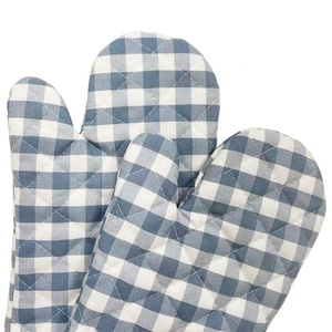 Hot Sale French Blue Check <b>Oven</b> <b>Mitts</b> Heat Resistant Non-Slip Food Grade Kitchen Cooking <b>Oven</b> <b>Mitts</b> - Product Image 6