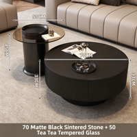 Ensemble de tables basses modernes avec tiroir de rangement, plateau en dalle de roche, table d'appoint en verre, mobilier de salon multifonctionnel et écologique