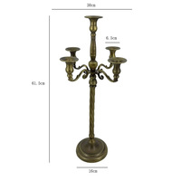 Candelabro Vintage in Bronzo a 3/5 Bracci, Portacandele in Metallo per Centrotavola Matrimoniale, Tavolo da Pranzo, Decorazione Casa