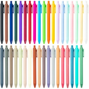 Haute valeur Macaron couleur Gel stylo presse en plastique étudiant papeterie avec Logo personnalisé encre bleue en gros - Product Image 2