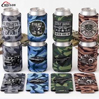Manchon isotherme pliable en néoprène durable pour canette de bière 12 oz, avec logo personnalisé, motif géométrique, impression recto-verso, pour garder au frais