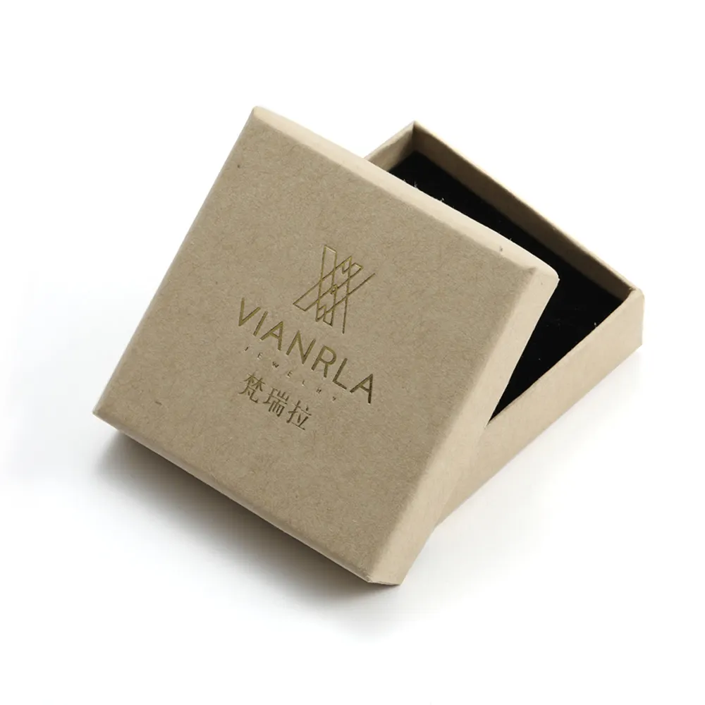VIANRLA 종이 선물 상자 소프트 벨벳 목걸이 반지 귀걸이 보석 포장 상자 주문 로고