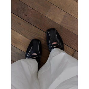 Zapatos Planos de Cuero Genuino Estilo Británico para Mujer 2026, con Suela Gruesa y Tacón Ancho, con Cordones, Casuales, Tipo Bailarinas - Product Image 2