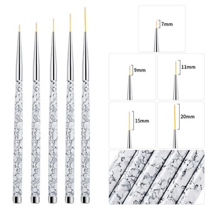 Lot de 5 pinceaux à manche métallique pour nail art, en nylon, pour gel UV, peinture acrylique et décoration de marbre - Product Image 2