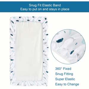 ผ้าปูที่นอนเด็กแบบยูนิเซ็กซ์ลายดาวและพระจันทร์ สำหรับคลุมแผ่นรองเปลี่ยนผ้าอ้อม - Product Image 5