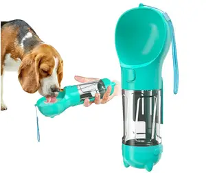 Portable Pet Travel Water Bottle With Dispenser Excrement Shovel And Bag Convenient Dog Water Bowl Feeder