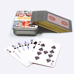 Tùy chỉnh <span class=keywords><strong>in</strong></span> giấy chơi thẻ boong với hộp thiếc tùy chỉnh cổ điển Poker thẻ quảng cáo vàng lá chơi thẻ - Product Image 6
