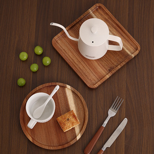 Acacia Wood Tray Square Solid Wood <b>Teacup</b> Dessert Coffee Snack Plate Durable Hotel Food Serving Trays - Product Image 2