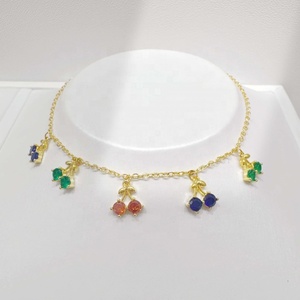 Pulsera de plata de ley 925 con circonitas y trébol, diseño de lazo, esmeralda y piedras de colores, estilo cereza, para niñas, precio de fábrica. - Product Image 2