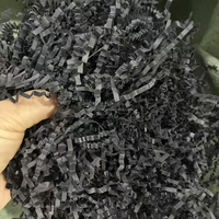 Papier froissé noir en paillettes, rembourrage en pâte de bois, raphia écologique, papier déchiqueté pour boîte cadeau, panier, emballage artisanal