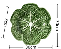 Ensemble d'assiettes en céramique écologiques: chargeurs de feuilles de chou fabriqués à la main pour la présentation et le service sur table