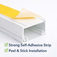 2 x 1 m de gaine de câblage en PVC autocollante blanche (lot de 2 m) pour dissimuler les câbles muraux et de télévision 16x16 mm
