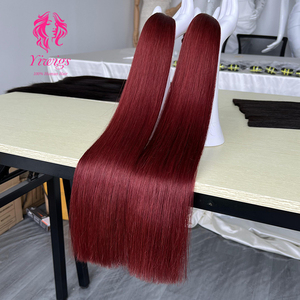99J kırmızı renk insan toplu saç düz saç örgü için 50/100g Set başına çift çizilmiş insan örgü saç toplu - Product Image 3