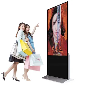 จอ LCD ตั้งพื้น55นิ้วเครื่องโฆษณาแนวตั้งพิเศษหน้าจอสัมผัสแสดงผลทีวีจีน