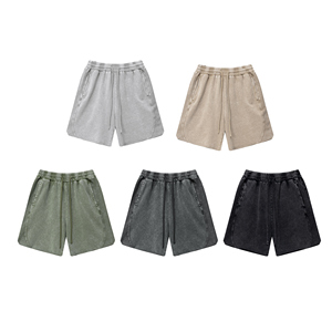 Short de survêtement personnalisé délavé à l'acide Streetwear de haute qualité pour hommes Poche en coton à impression bouffante - Product Image 2