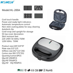 Commercio all'ingrosso nuovo rilascio 3-in-1 multifunzione elettrico Mini Sandwich macchina <span class=keywords><strong>tostapane</strong></span> rimovibile <span class=keywords><strong>piastre</strong></span> all'ingrosso Sandwich Maker - Product Image 3