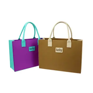 Экологически чистые женские сумки с принтом логотипа, шерстяные сумки из войлока