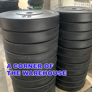 แผ่นน้ำหนักยางสำหรับบาร์เบลล์โอลิมปิก อุปกรณ์ฟิตเนส ยกน้ำหนัก น้ำหนัก 10-45 ปอนด์ รับผลิตตามสั่งพร้อมโลโก้ ขายส่งจากโรงงาน - Product Image 3