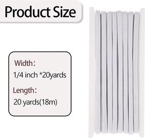 Banda Elástica Blanca para Coser de 1/4 de Pulgada, Longitud Personalizable, Alta Elasticidad, Cordón Recubierto para Macramé, Correa Elástica para Prendas Tejidas y Zapatos - Product Image 3