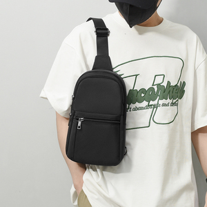 Custom High Quality Vintage Unisex Nylon <b>Black</b> Sling <b>Small</b> Crossbody <b>Bag</b> Zipper Closure Portable Design - Product Image 4
