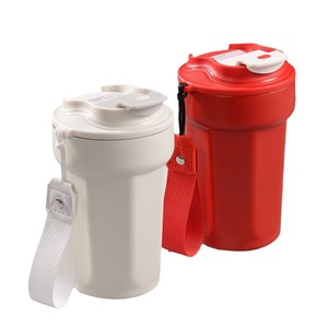 Octagonal Stainless Steel Coffee <b>Mug</b> 480ml Double Layer <b>Insulated</b> Portable Travel Cup With Strap - Product Image 2