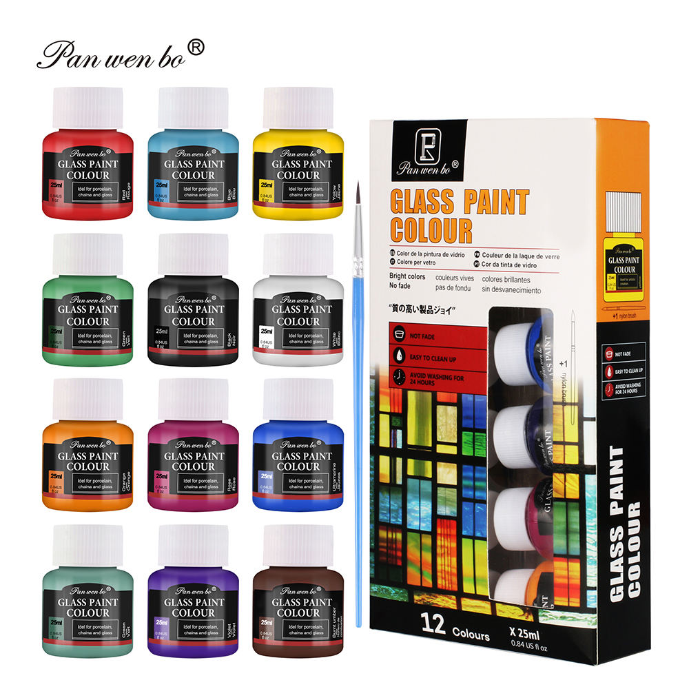 12 couleurs de peinture sur verre
