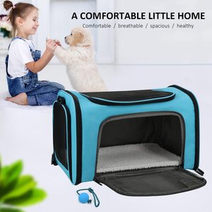 Foldable Soft Sided <b>Pet</b> <b>Travel</b> <b>Carrier</b> Breathable Mesh Lightweight Design with Safety Leash for Dog and Cat Transport - Product Image 6