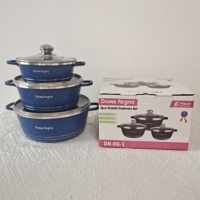 Batterie de cuisine moderne en aluminium moulé de 6 pièces Casseroles antiadhésives Couvercles en verre avec revêtement en marbre Poignées en métal moulé sous pression pour cuisinière à gaz de cuisine