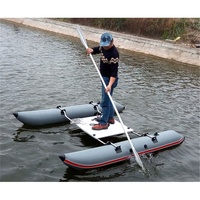 Bateau pneumatique à pontons en PVC de 1,2 mm pour 4 personnes, type catamaran, avec bouée de ponton