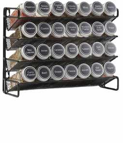 4-Tier Carbon Steel Countertop <b>Kitchen</b> Spice Rack <b>Storage</b> Organizer with Metal Shelving <b>for</b> Cabinets - Product Image 1